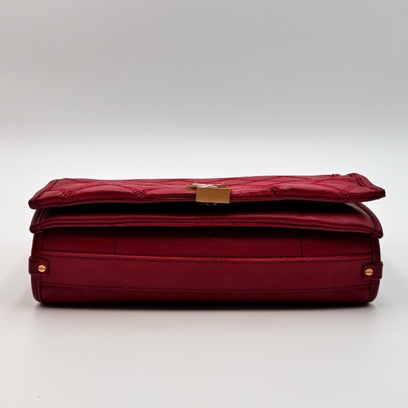 Saint Laurent Becky Quilted Leather Shoulder Bag Red Gold Hardware - Picture 5 of 13